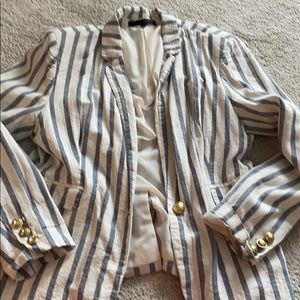 Strip blazer with gold buttons